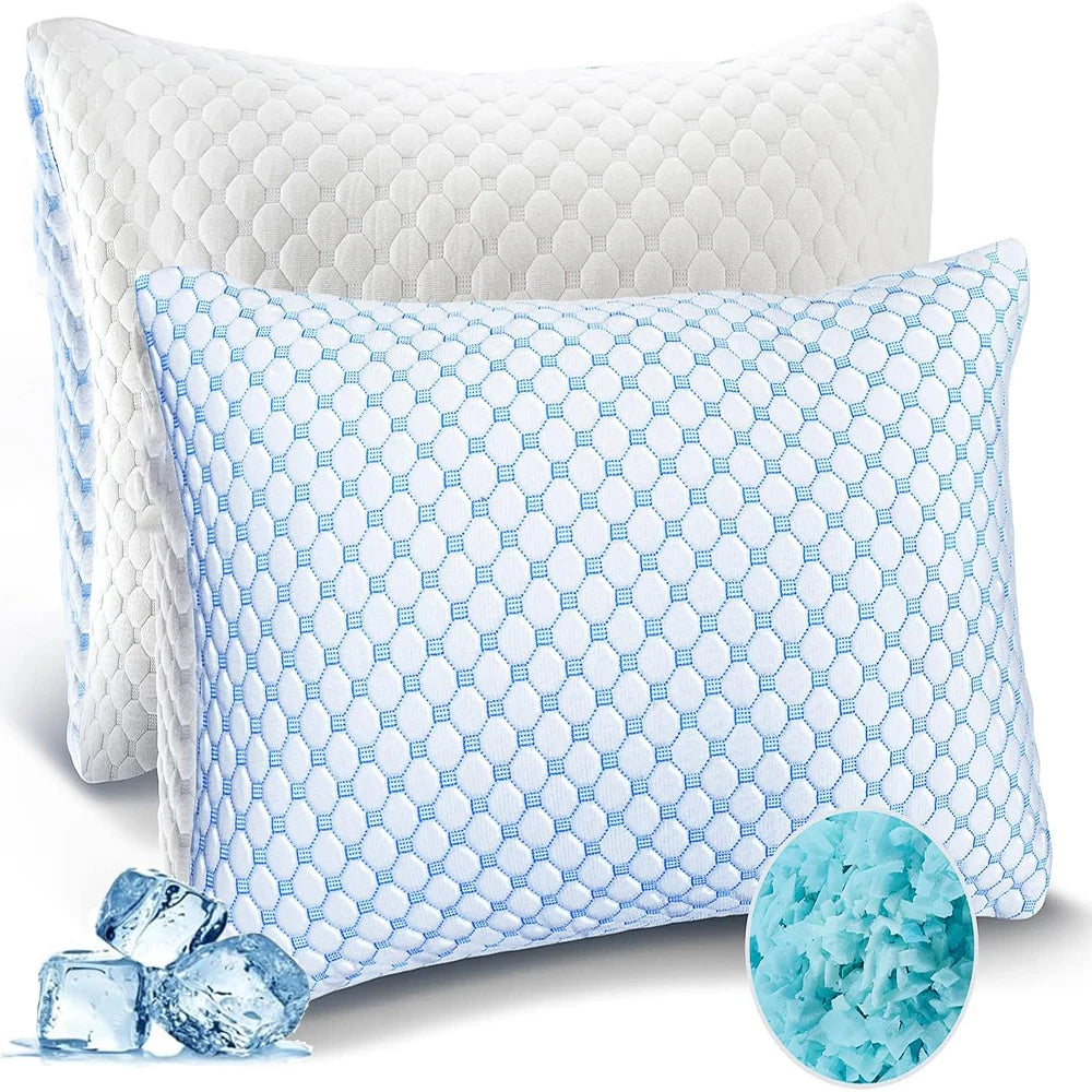 1 Pcs Cooling Pillow, Adjustable Loft Sleeping Pillow, Breathable Queen Pillow, Washable Removable Bed Pillow Cover, Soft Pillow