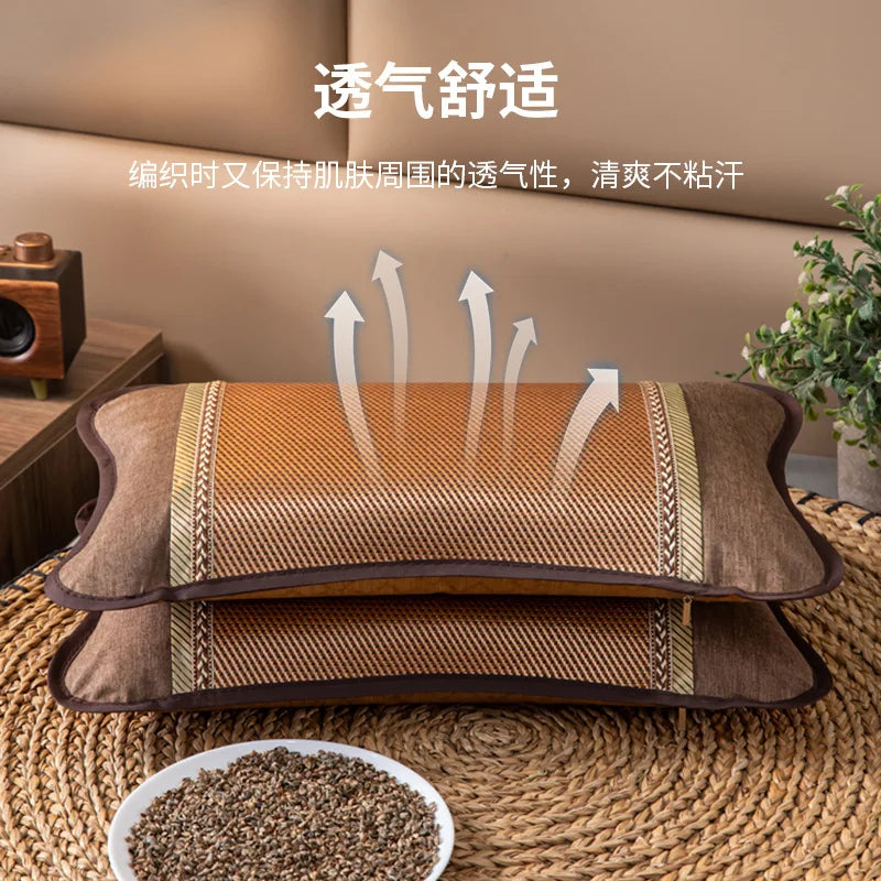 Summer Buckwheat Pillow Summer Ice Vine Pillow Core Adult Neck Protection and Sleep Aid Bamboo Pillow
