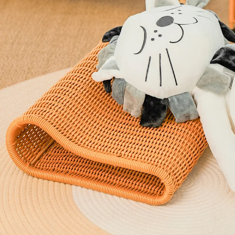 Summer Cool Pillow with Imitation Rattan Weaving, Neck Support and Spine Relief Pillows, Handmade Breathable Pillow