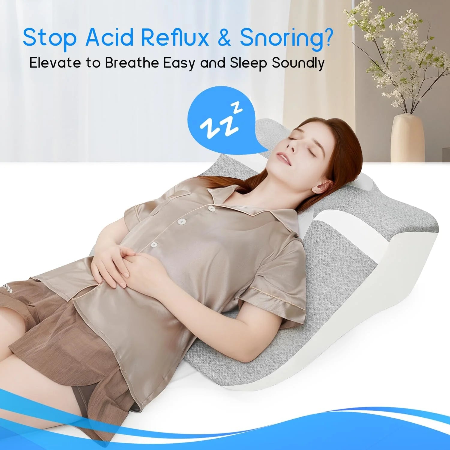 Bed Wedge Sleeping Pillows for Acid Reflux or Sleeping with New Prone Position Ergonomic Pillow for Reading, Couple Life